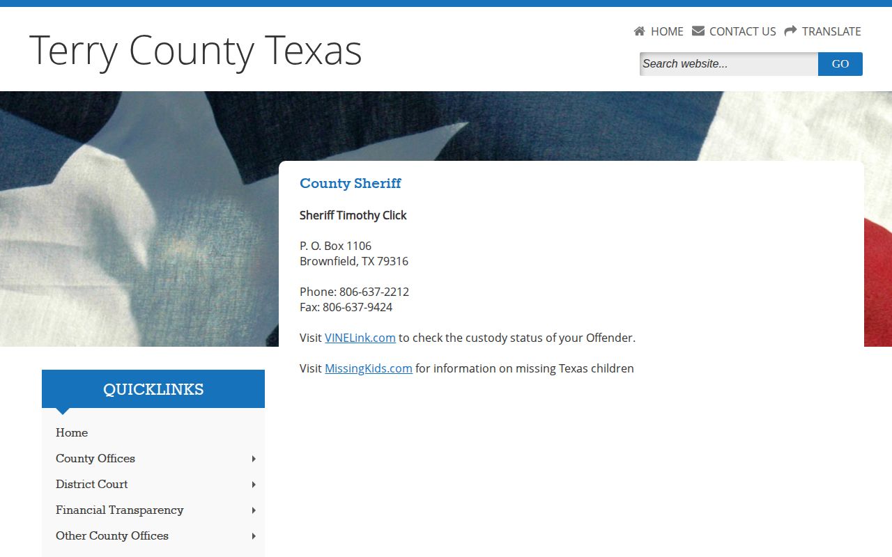 Terry County Detention Center release records on the official county sheriff page